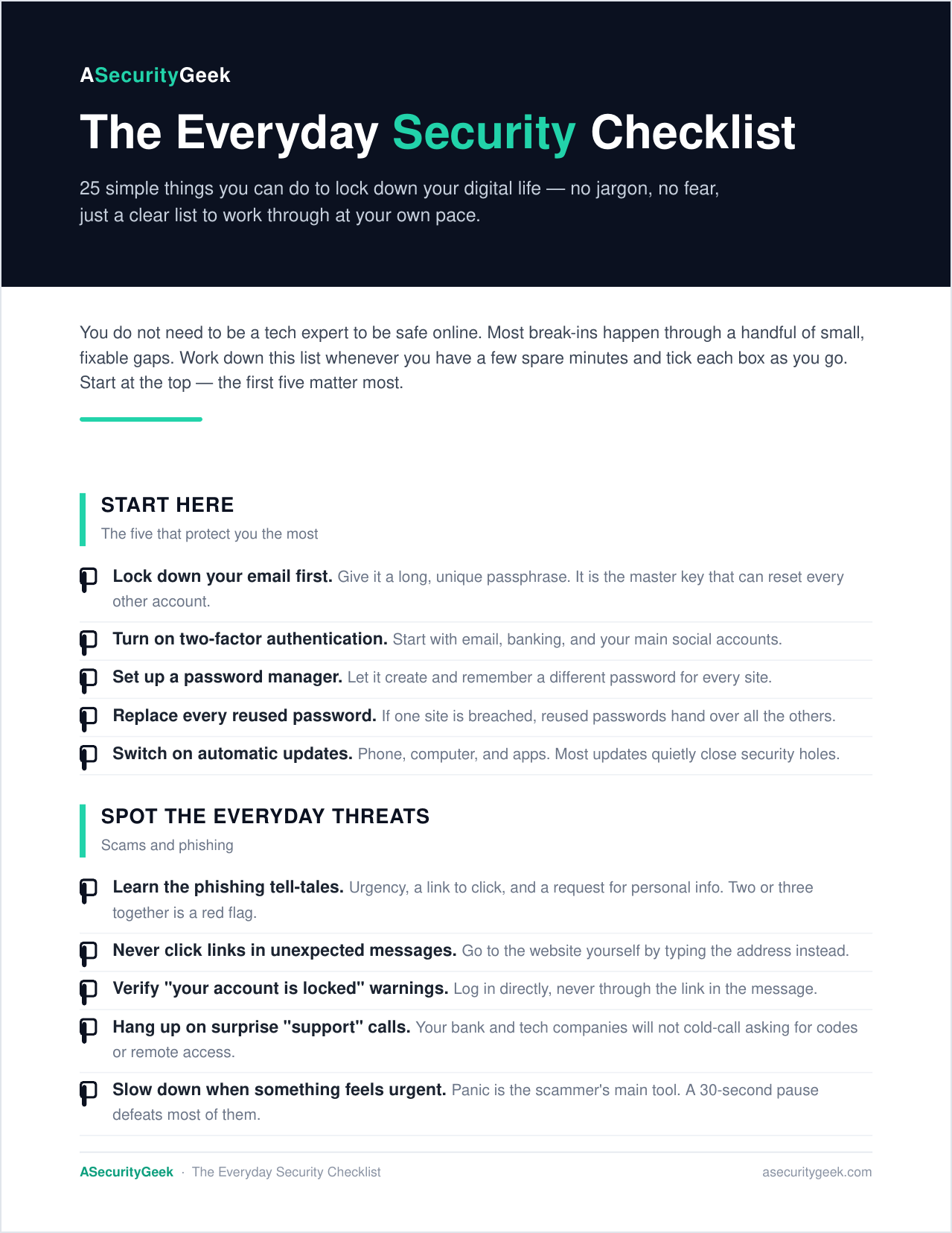 Preview of The Everyday Security Checklist PDF